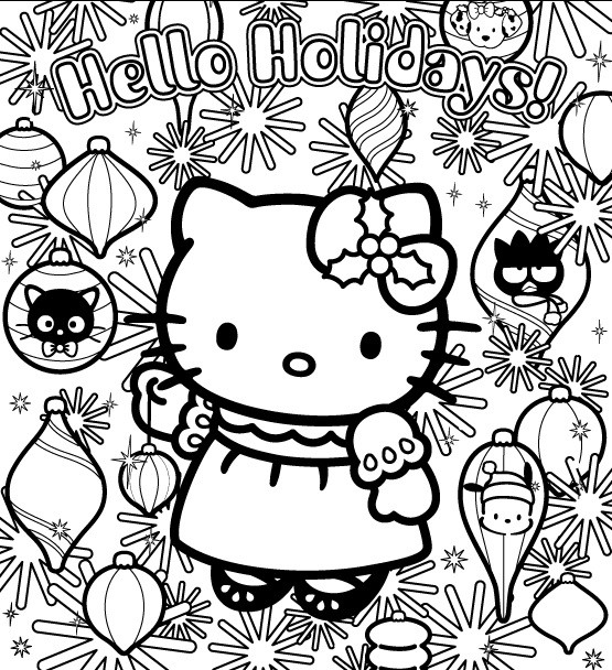 Coloriage Hello Kitty Noel gratuit à imprimer liste 20 à 40