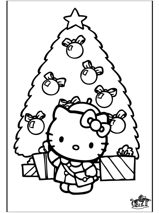 Coloriage Hello Kitty Et Sapin Noel En Couleur Dessin