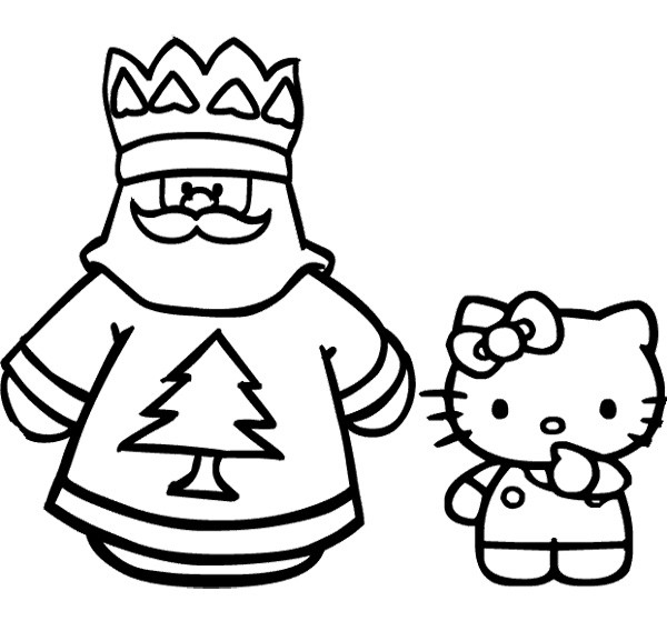 Coloriage et dessins gratuits Hello Kitty facile en noir et blanc à imprimer