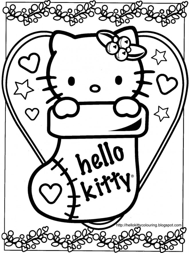 Coloriage Hello Kitty Mignonne Pour Noel Dessin Gratuit à