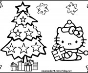 Coloriage Hello Kitty Noel à télécharger