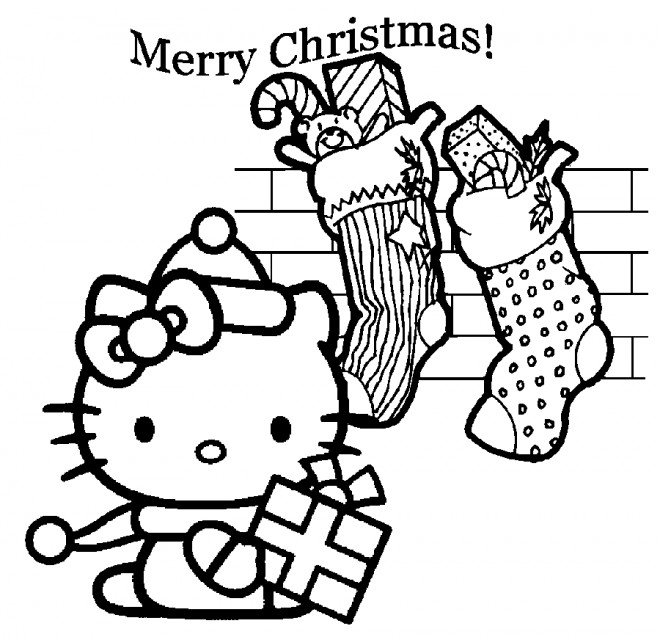 Coloriage et dessins gratuits Hello Kitty Noel dessin animé à imprimer