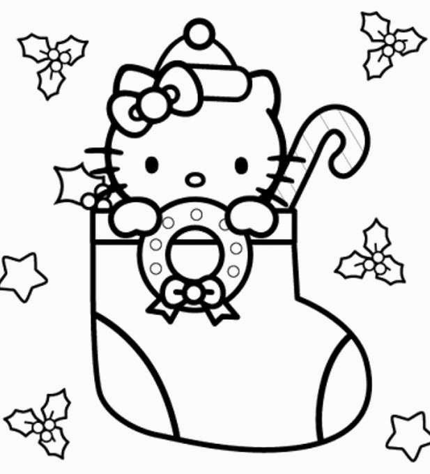 Coloriage Hello Kitty Noel En Hiver Dessin Gratuit à Imprimer