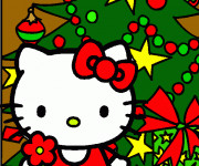 Coloriage Hello Kitty Noel multicolore à télécharger