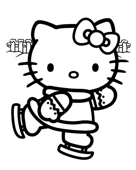 Coloriage et dessins gratuits Hello Kitty Skieuse à imprimer