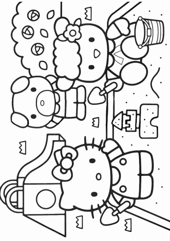 Coloriage Hello Kitty Plage gratuit à imprimer