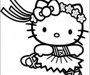 Coloriage et dessins gratuit Hello Kitty et danse classique à imprimer