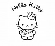 Coloriage et dessins gratuit Hello Kitty Princesse à découper à imprimer