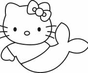 Coloriage Hello Kitty Sirene gratuit à imprimer