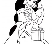 Coloriage et dessins gratuit princesse jasmine Disney Noel à imprimer