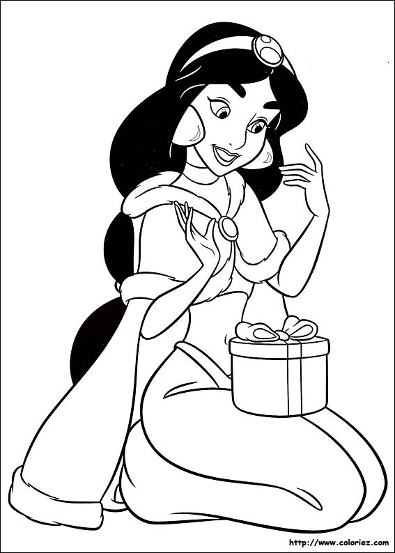 Coloriage et dessins gratuits princesse jasmine Disney Noel à imprimer