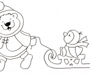 Coloriage Animaux d'Hiver dessin animé