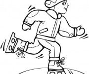 Coloriage Enfant Skieur vecteur