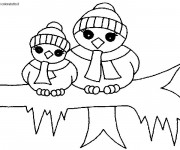 Coloriage Pingouins en Hiver maternelle