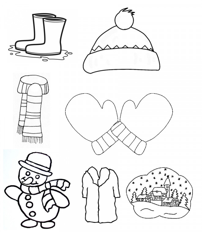 Coloriage Vêtements d Hiver en couleur dessin gratuit à hiver maternelle 3