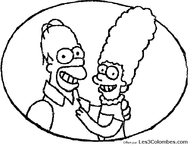 Coloriage et dessins gratuits Homer et sa femme Marge Simpson à imprimer
