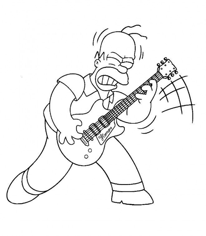 Coloriage et dessins gratuits Homer joue au guitar à imprimer