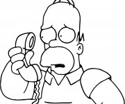 Coloriage Homer Simpson au Téléphone