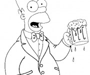 Coloriage et dessins gratuit Homer Simpson bois de La Bière à imprimer