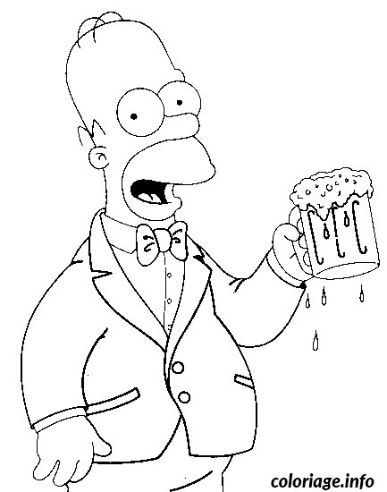 Coloriage et dessins gratuits Homer Simpson bois de La Bière à imprimer