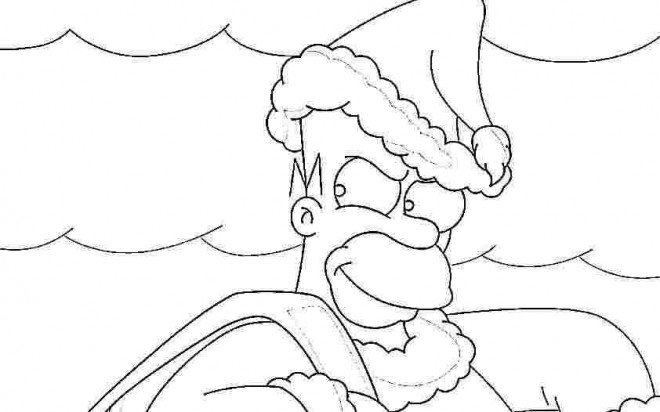 Coloriage et dessins gratuits Homer Simpson en Noel à imprimer