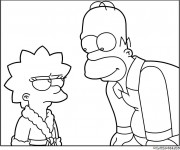Coloriage Homer Simpson et sa fille Liza