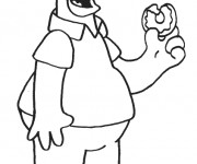 Coloriage Homer Simpson mange des beignets