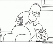 Coloriage et dessins gratuit Homer Simpson paresseux à imprimer