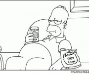 Coloriage Homer Simpson paresseux