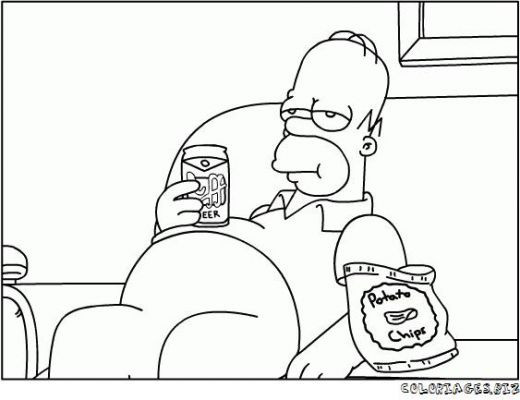 Coloriage et dessins gratuits Homer Simpson paresseux à imprimer