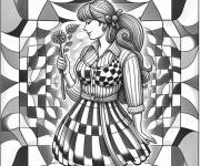 Coloriage Belle image de femme en Illusion d'optique