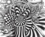 Coloriage Colorie cet illustration Illusion d'optique