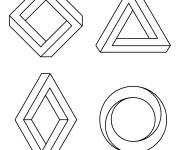 Coloriage Des formes 3d Illusion d'optique superbe