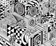 Coloriage Des formes de cubes 3d Illusion d'optique