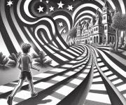 Coloriage Enfant et Illusion d'optique