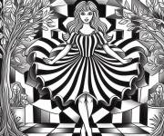Coloriage Illusion d'optique 3d mod&egrave;le facile