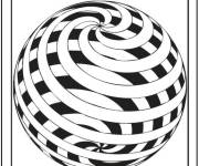 Coloriage Illusion d'optique Ballon pour adulte