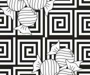 Coloriage Illusion d'optique bonbons et carr&eacute;s