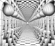 Coloriage Illusion d'optique Cercle rayonnant en deux couleurs