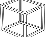 Coloriage Illusion d'optique cube impossible facile