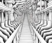 Coloriage Illusion d'optique d'&eacute;chelle rayonnant