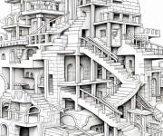 Coloriage Illusion d'optique de b&acirc;timent &agrave; reproduire