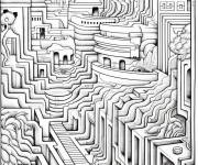 Coloriage Illusion d'optique de ville
