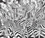 Coloriage Illusion d'optique des gens magiques