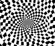 Coloriage Illusion d'optique en cases noir et blanc