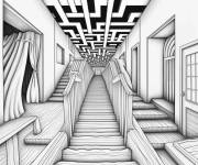 Coloriage Illusion d'optique en labyrinthe