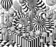Coloriage Illusion d'optique mod&egrave;le simple