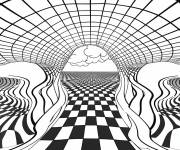 Coloriage Illusion de grille en d&eacute;formation