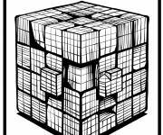 Coloriage Illusion optique de cube complexe