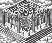 Coloriage Illustration Illusion d'optique th&eacute;&acirc;trale